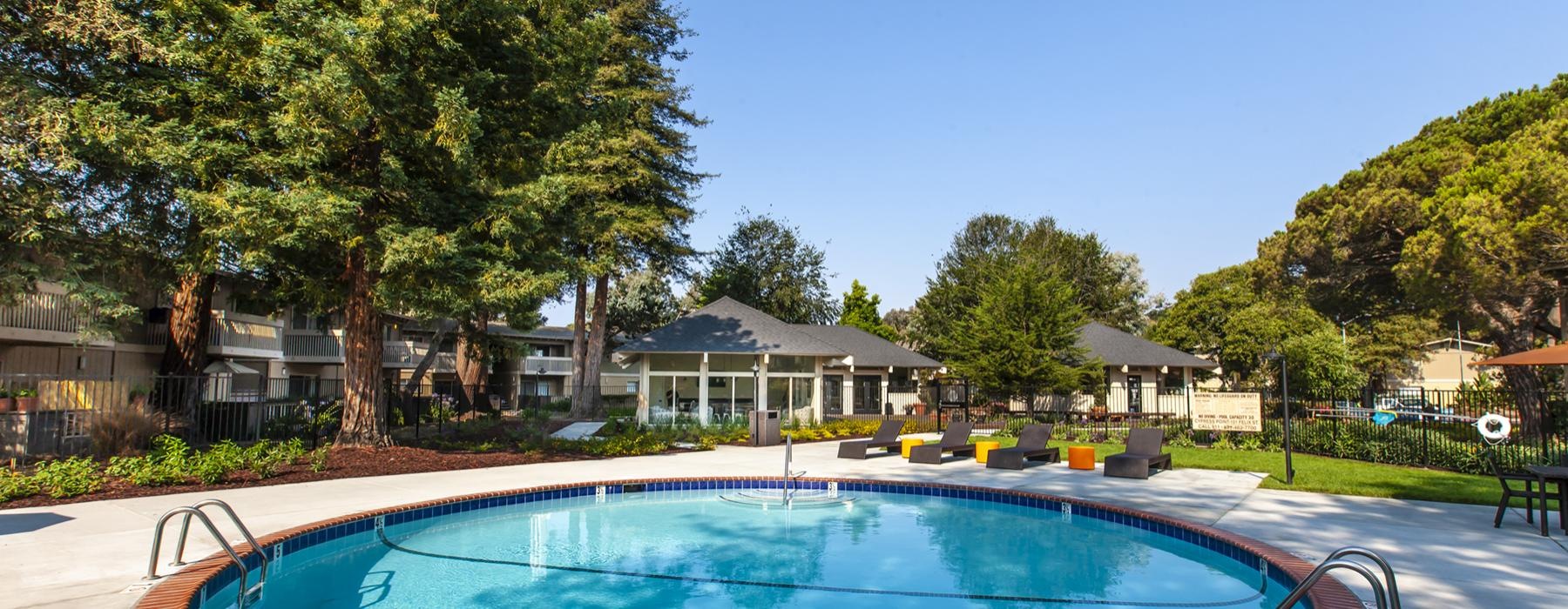 a swimming pool in a courtyard